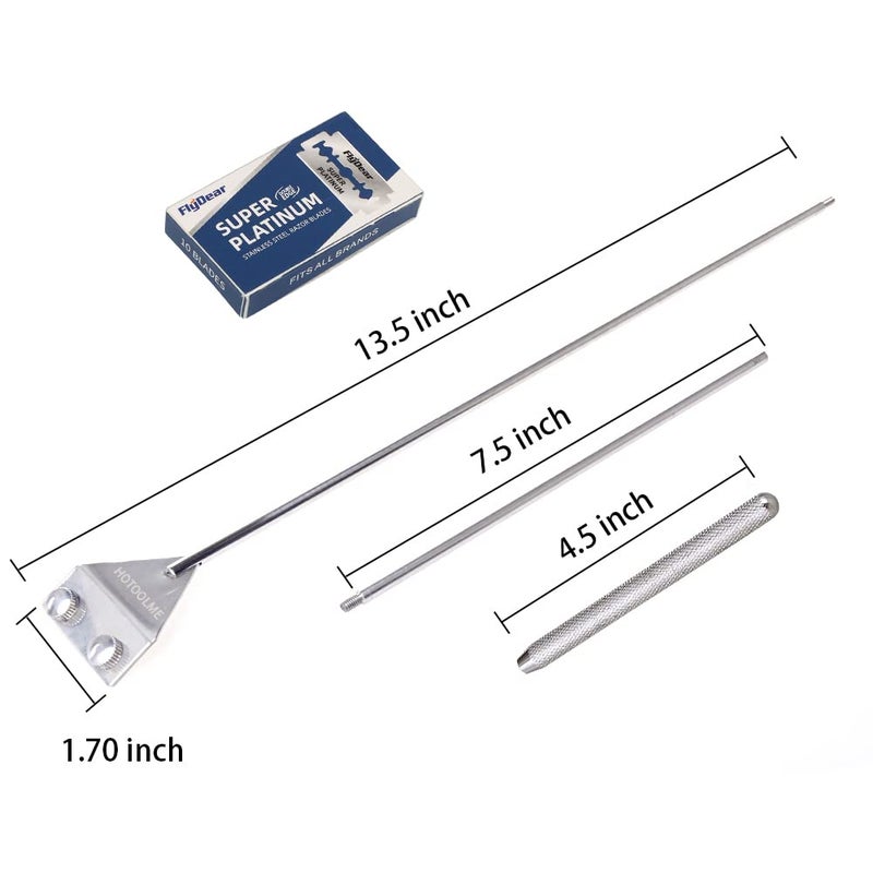 HOTOOLME Aquarium Scraper, 25.6" Stainless Steel Scraper Cleaning Razor with 10 Blades for Glass Aquarium Fish Tank - Image 3